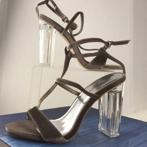 Faux Suede Taupe High Heels - Picture 6 of 8